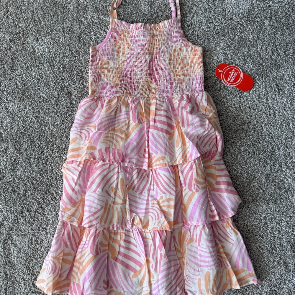 Girls Tiered Dress Smocked Summer Dress Ruffle Sleeveless Dress Size Small 6x - Picture 2 of 8
